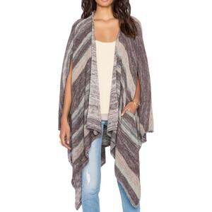 Free People Poncho Womens Medium Purple The Big Trail Open Knit Cardigan Boho